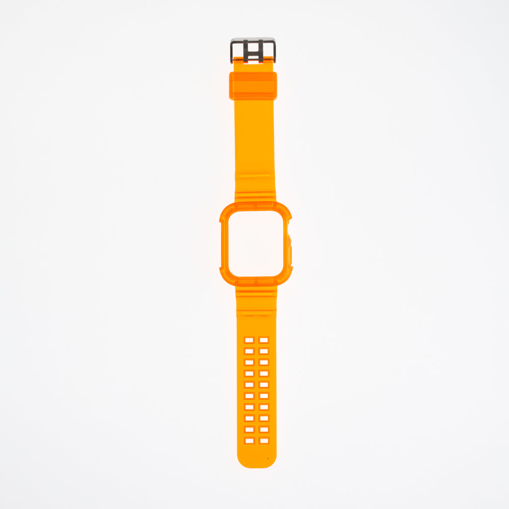 Accesorio generico pulsera con bumper rugged apple watch 44 mm color naranja