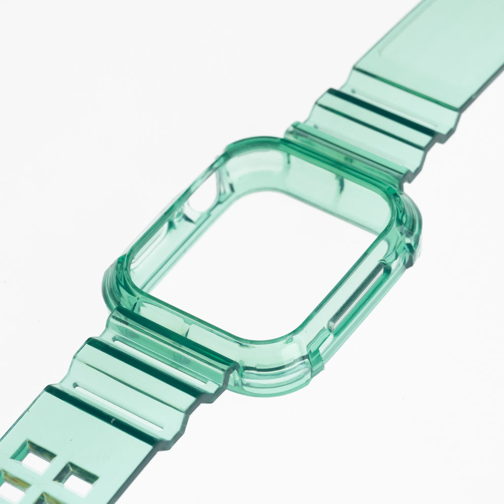 Pulseras generico + bumper rugged clear 44 mm verde