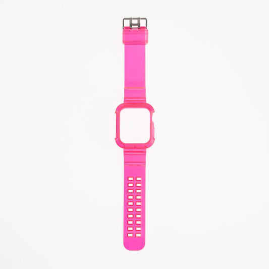 Pulseras Generico + Bumper Rugged Clear 45 Mm Fucsia Neon DIGITALSHOP