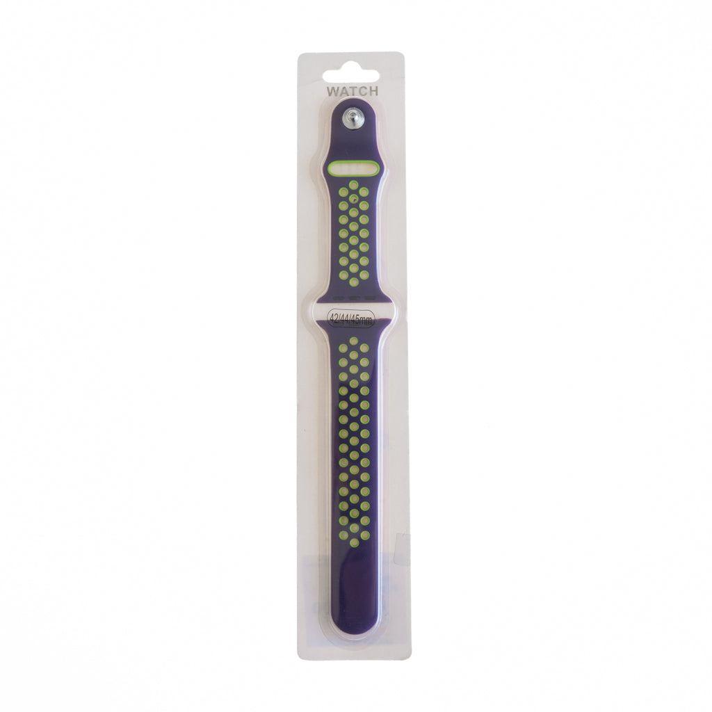 Accesorio El Rey Pulsera Tipo Nike Apple Watch 38 / 40 / 41 Mm Color Morado / Verde Neon