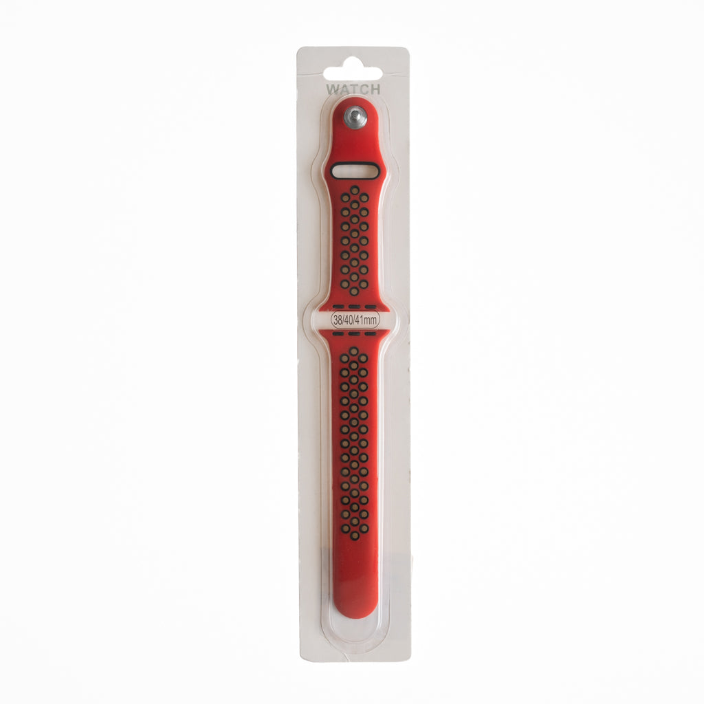 Accesorio El Rey Pulsera Tipo Nike Apple Watch 38 / 40 / 41 Mm Color Rojo / Negro