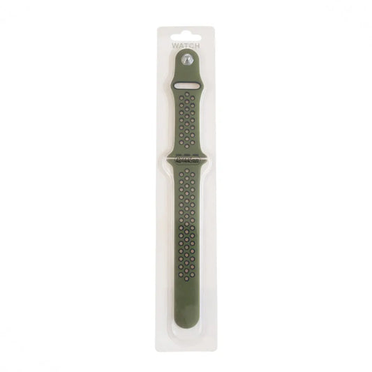 Accesorio El Rey Pulsera Tipo Nike Apple Watch 38 / 40 / 41 Mm Color Verde Musgo / Negro DIGITALSHOP