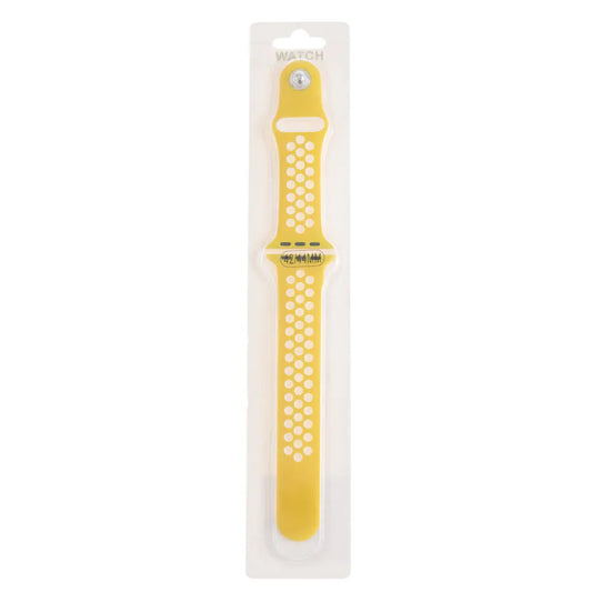 Accesorio El Rey Pulsera Tipo Nike Apple Watch 38 / 40 / 41 Mm Color Amarillo / Blanco DIGITALSHOP