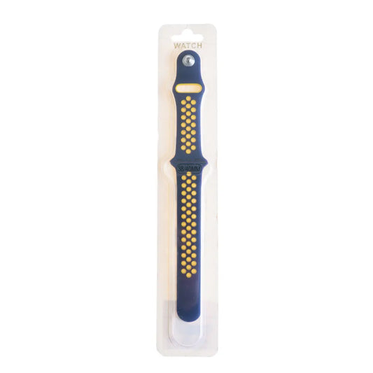 Accesorio El Rey Pulsera Tipo Nike Apple Watch 38 / 40 / 41 Mm Color Amarillo / Azul Marino DIGITALSHOP