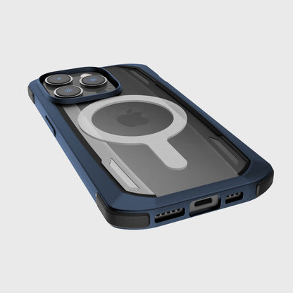 Estuche magsafe xdoria raptic secure built magsafe apple iphone 14 pro color azul marino