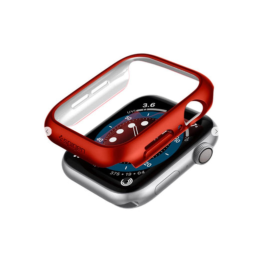 Estuche watch bumper spigen think fit apple 44 / 45 mm color rojo