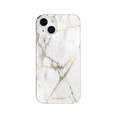 Estuche clasico switcheasy marble double layer decoration apple iphone 14 color blanco