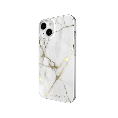 Estuche clasico switcheasy marble double layer decoration apple iphone 14 color blanco