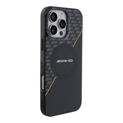 Estuche amg skin iphone 16 pro max amg hc magsafe double layer transparent rhombs black/yellow color negro