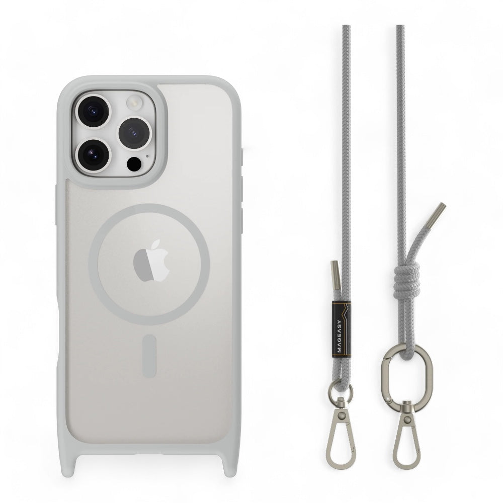 Estuche switcheasy roam iphone 16 pro roam m shockproof protective case with lanyard  color gris ceniza/gris claro