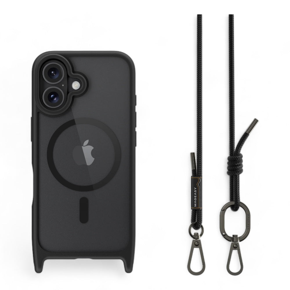 Estuche switcheasy roam iphone 16 roam m shockproof protective case with lanyard black/black color negro