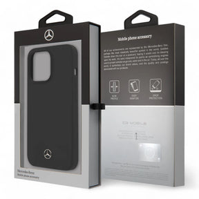 Estuche mercedes-benz silicon iphone 14 pro max - silicone black case with microfiber lining color negro