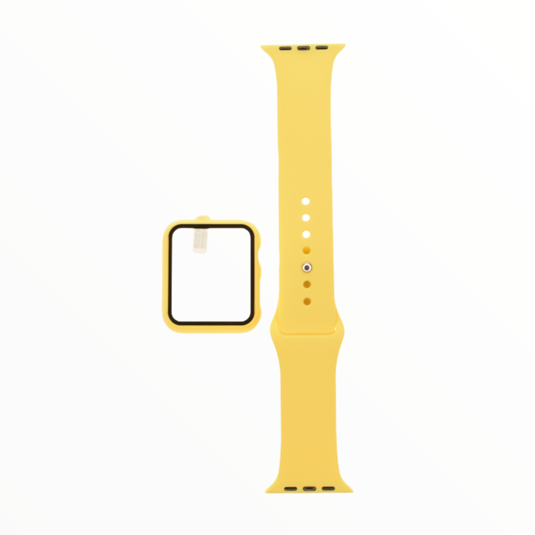 Accesorio el rey pulsera con bumper y protector de pantalla apple watch 42 mm color amarillo