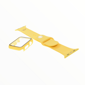 Accesorio el rey pulsera con bumper y protector de pantalla apple watch 44 mm color amarillo