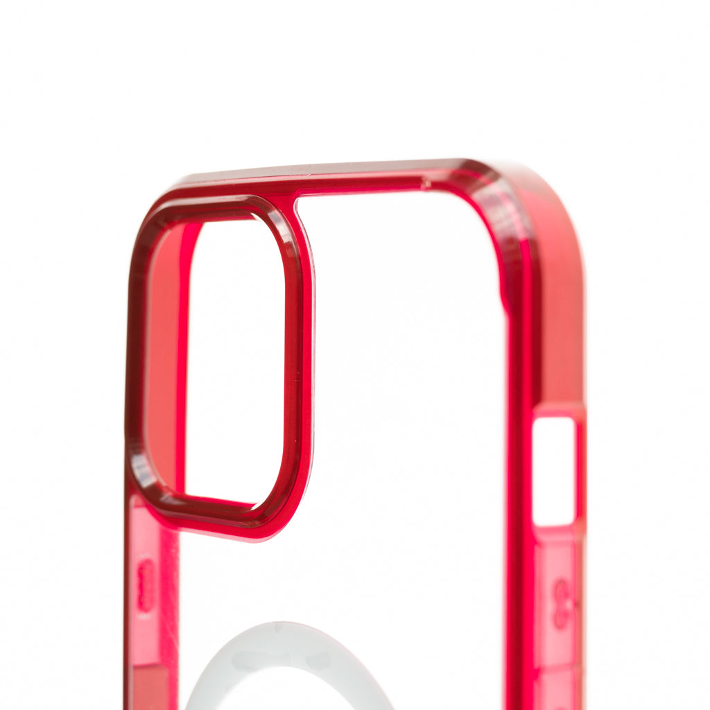 Estuche spigen magsafe iphone 12 / pro 6.1 marco color transparente / rojo
