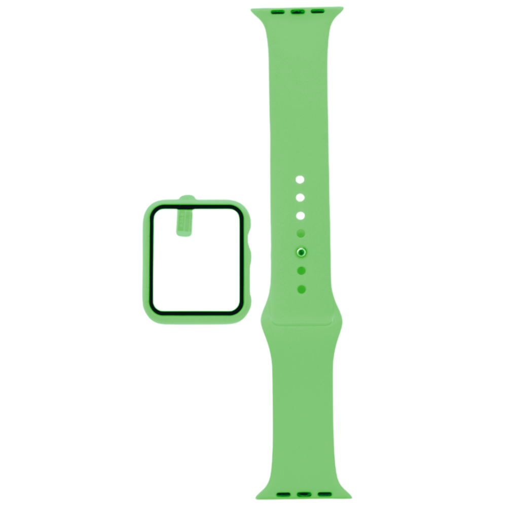Accesorio el rey pulsera con bumper y protector de pantalla apple watch 44 mm color verde limon
