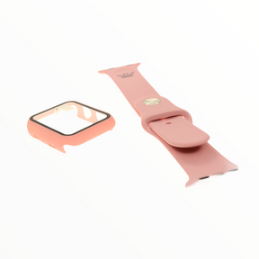 Accesorio el rey pulsera con bumper y protector de pantalla apple watch 38 mm color rosado