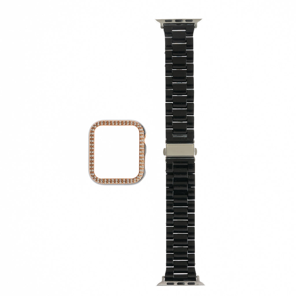 Accesorio generico pulsera con bumper de diamantes apple watch 42 mm color negro