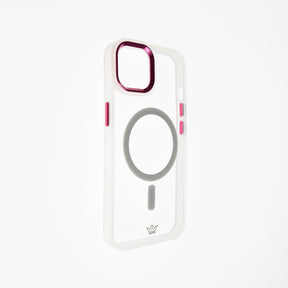 Estuche el rey magsafe con borde con la función iphone 12 color transparente / blanco