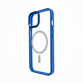 Estuche el rey magsafe con la función iphone 12 con borde color transparente / azul
