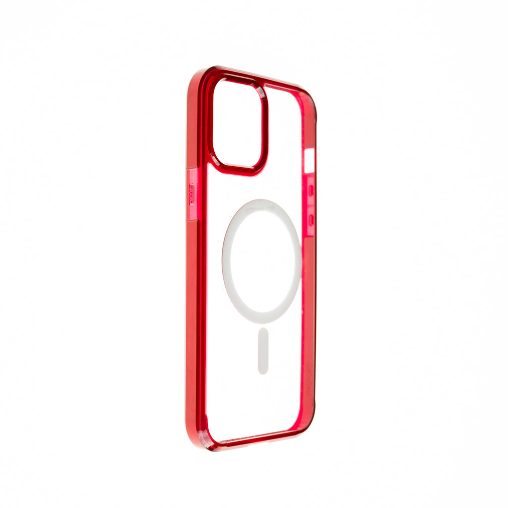 Estuche spigen magsafe iphone 12 / pro 6.1 marco color transparente / rojo