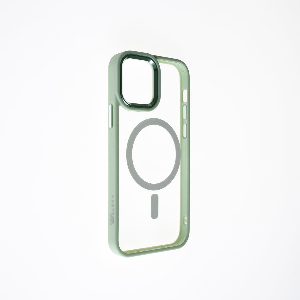 Estuche el rey magsafe iphone 13 pro con borde color transparente / verde