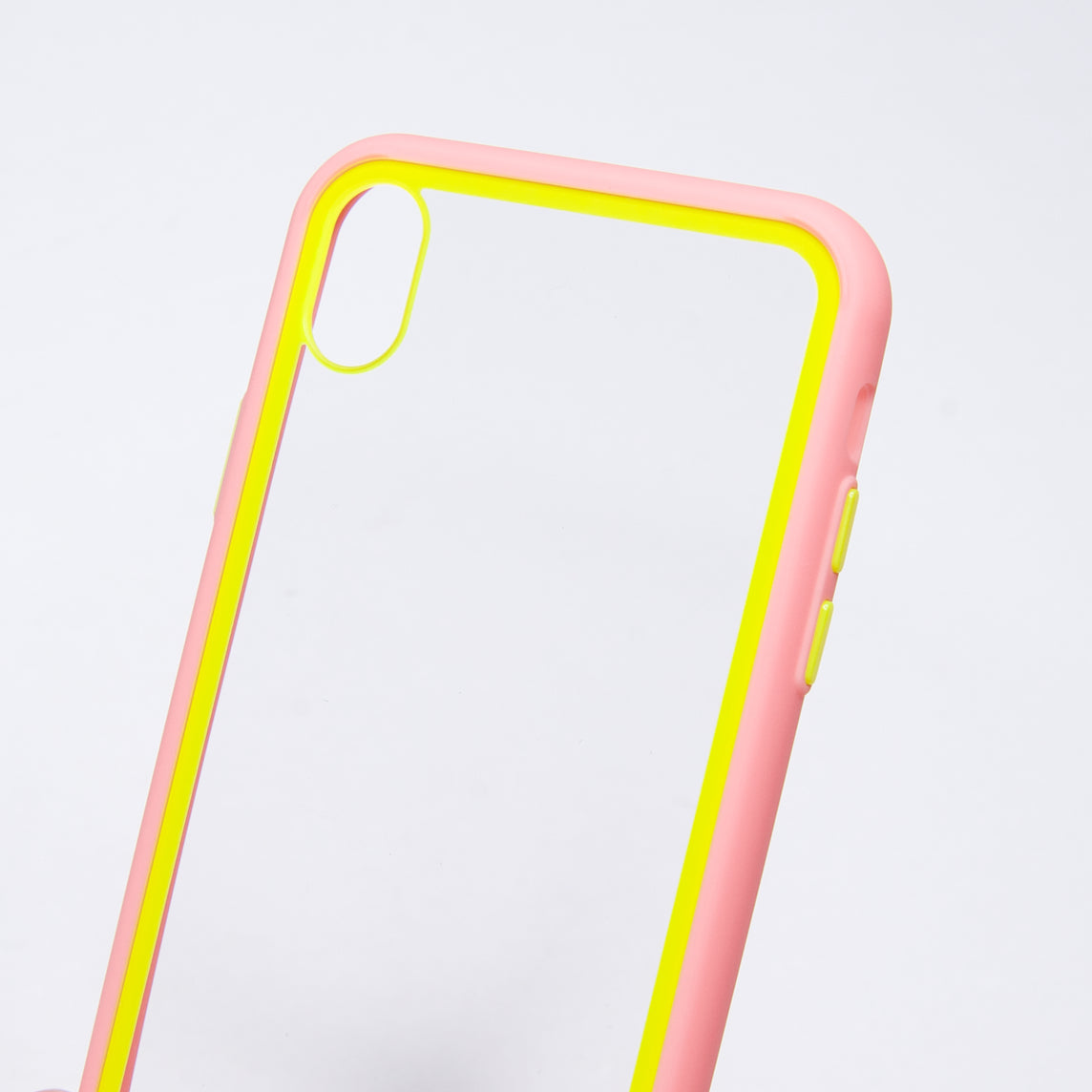 Estuche el rey iphone xr marco color transparente / rosado