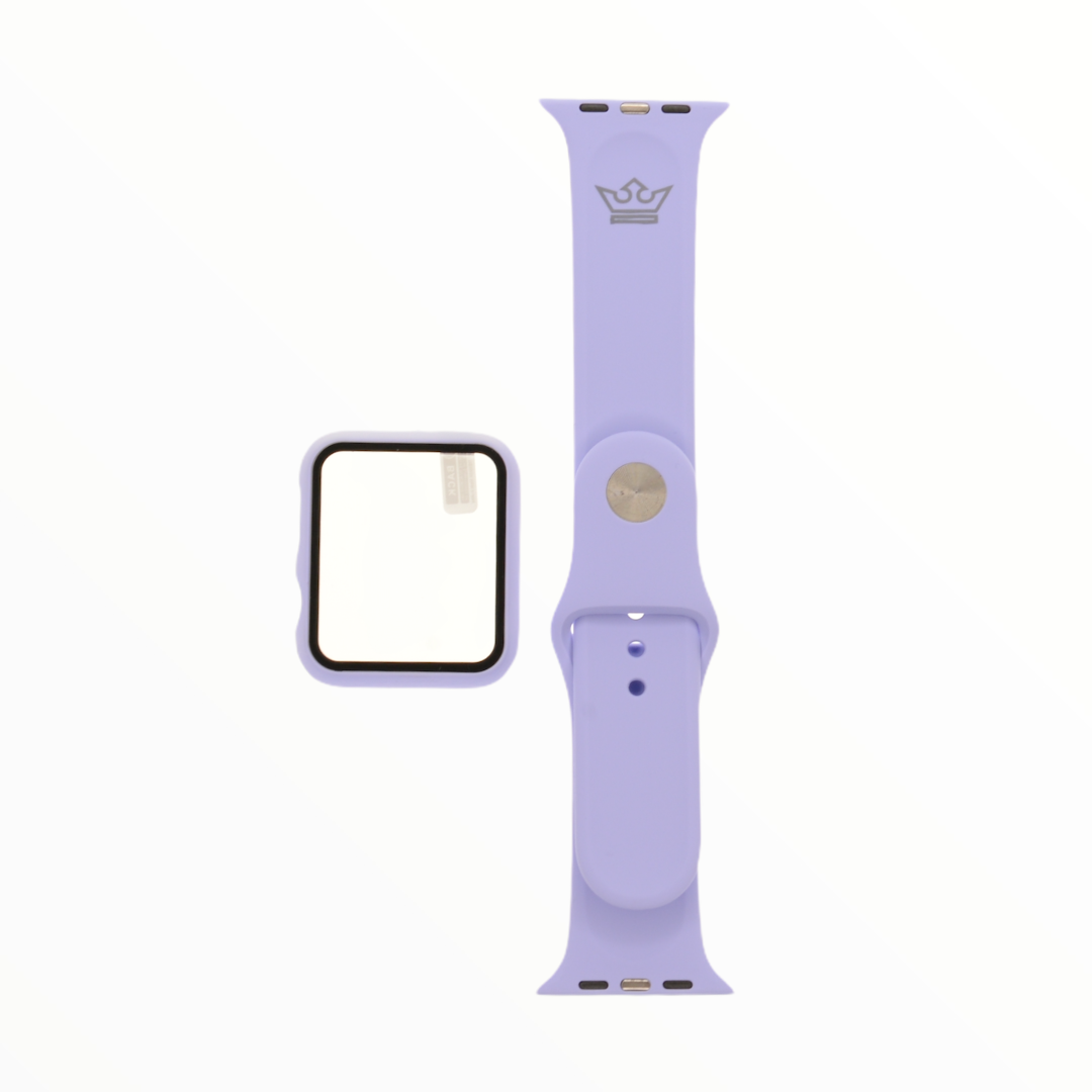 Accesorio el rey pulsera con bumper y protector de pantalla apple watch 44 mm color lila