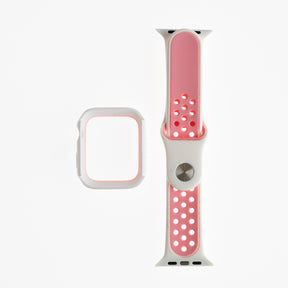 Accesorio generico pulsera nike con bumper apple watch 41 mm color blanco / rosado