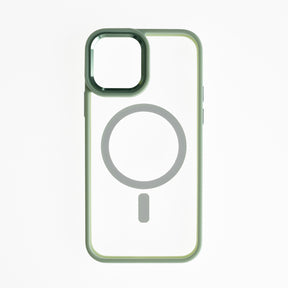 Estuche el rey magsafe iphone 13 pro con borde color transparente / verde