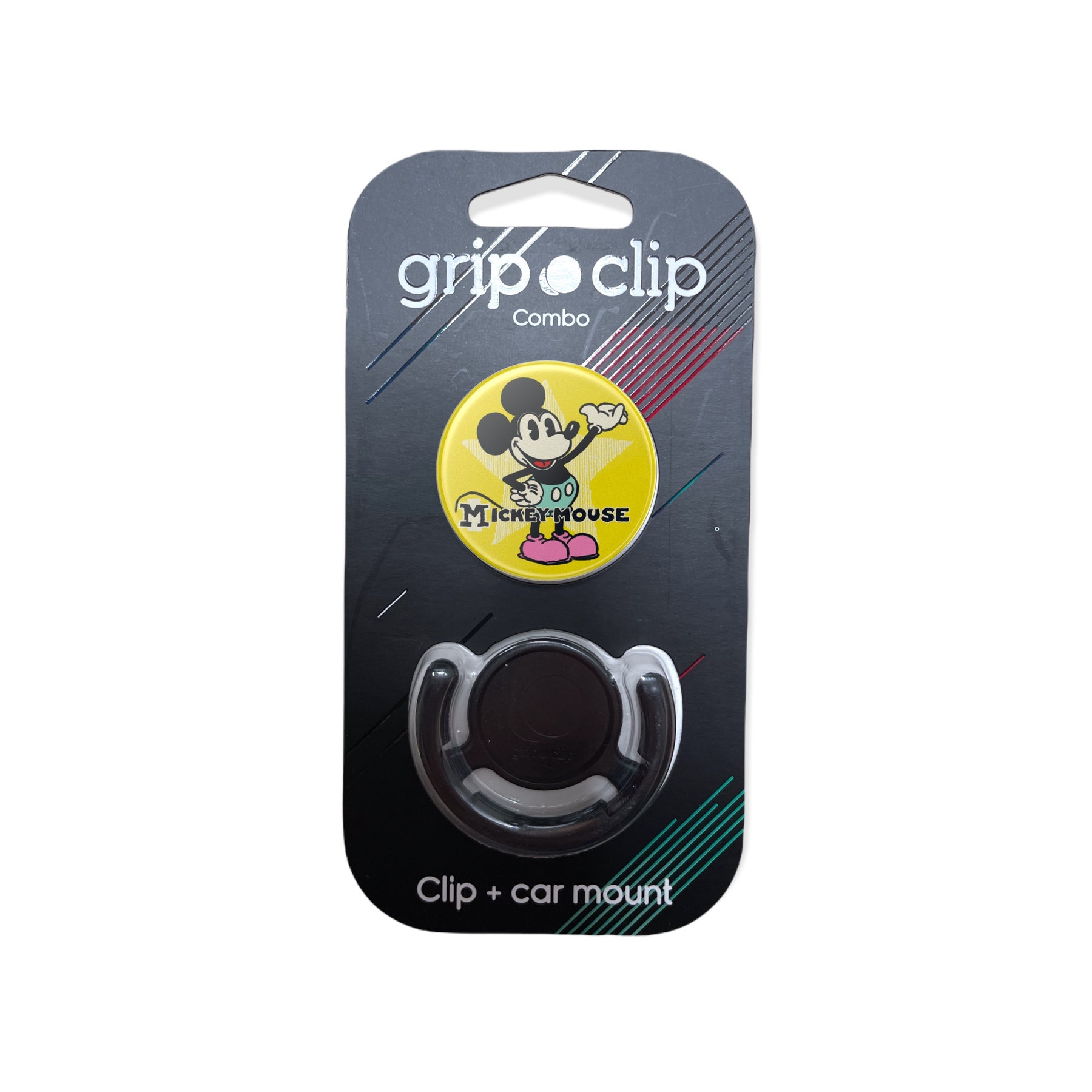 Accesorio grip clip mickey con fondo color amarillo