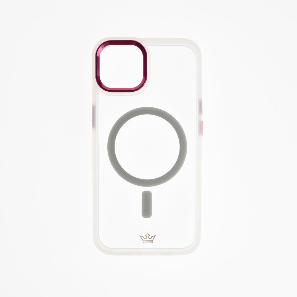 Estuche el rey magsafe con borde iphone 13 color transparente / blanco