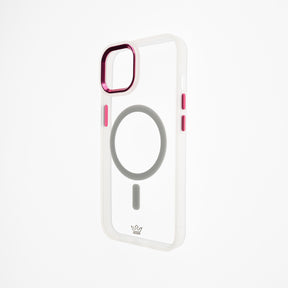 Estuche el rey magsafe con borde con la función iphone 12 color transparente / blanco